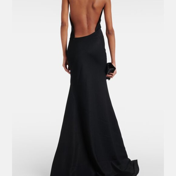 MATICEVSKI - Black asymmetric bead-embellished twill halterneck gown - NWT - Picture 6 of 10